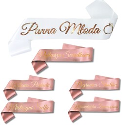 ZESTAW 6 SZT. SZARF WIECZÓR PANIEŃSKI PANNA MŁODA