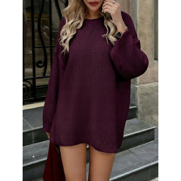 SHEIN LUŹNY SWETER DAMSKI Z GRUBYM SZEWEM FIOLETOWY