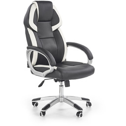 Fotel gabinetowy biurowy barton czarno-biały halmar