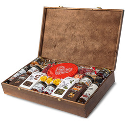 Zestaw prezentowy duża skrzynka 22 produkty herbata kawa