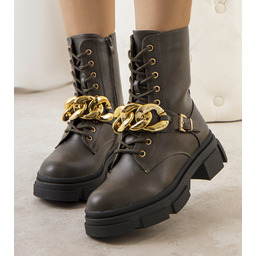 Zielone traperki z łańcuchem Iversen-38