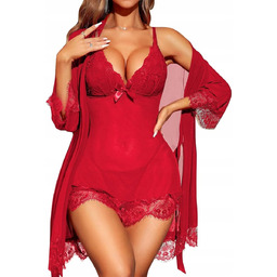 Seksowna Bielizna Nocna Czewona Dla Kobiet Koronkowa +