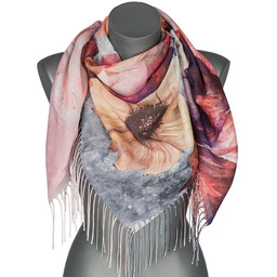 Chusta damska cienka wiosenna KWIATY VINTAGE 100x100cm