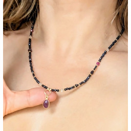 Pakamera Naszyjnik szafirowy z rubinem