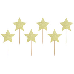Pikery na babeczki Gwiazdki złote - 6 szt.