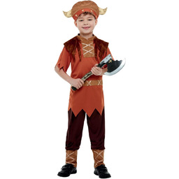 Viking Costume, Brown, with Top, Trousers & Hat,