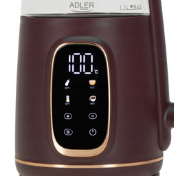 Czajnik elektryczny szklany Adler 1,7L burgundowy