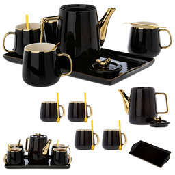 Serwis kawowy zestaw czarny loft na 4 osoby