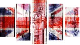 LO+DEMODA obraz na płótnie 5-częściowy zestaw Uk Flag
