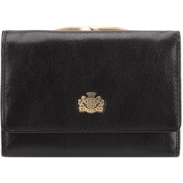 Damski portfel skórzany z herbem na bigiel czarny