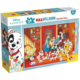 Lisciani, Puzzle Maxi podłogowe Double-Face, 101 Dalmatyńczyków, 24