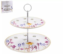 PORCELANOWA PODWÓJNA PATERA ETAŻERKA Busy Bees - Pszczoły