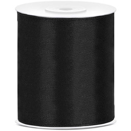 Tasiemka satynowa, czarna, 100mm/25 m, 1 szt.