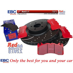 Przednie CERAMICZNE klocki RedStuff + tarcze hamulcowe EBC