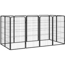 vidaXL Kojec dla psa, 12 paneli, czarny, 50x100