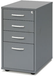 Kontenerek dostawka FLEXUS, 4 szuflady, 720x400x600 mm, szary