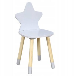 Krzesło Drewniane Dla Dziecka Szare Gwiazdka Puppe