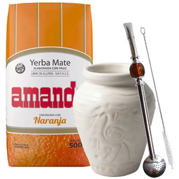 Zestaw Yerba Mate Amanda Naranja + Matero Bombilla