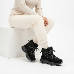 Big Star Czarne Śniegowce Modne Ocieplane Buty Damskie