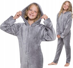 Piżama Ciepły Kombinezon Kaptur Onesie 140