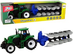 Zielony Traktor Z Pługiem Farma Import Leantoys