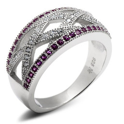 Srebrny Pierścionek z Rubinowymi Cyrkoniami