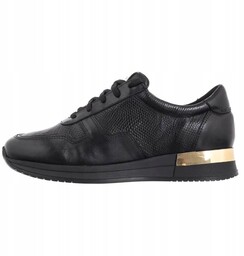 Czarne sneakersy półbuty skórzane damskie Nessi 20771/1 płaski