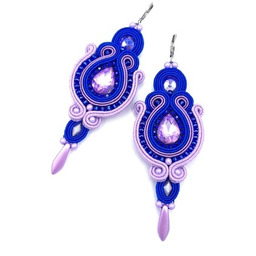 Pakamera Kolczyki sutasz chabrowo lawendowe kolorowe Margo długie