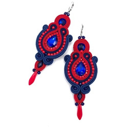 Pakamera Kolczyki sutasz granatowo czerwone kolorowe Margo długie