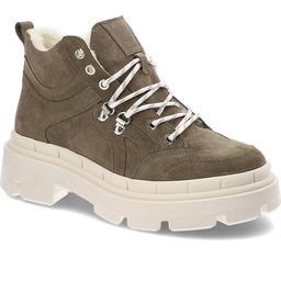 Kampa Brązowe Botki Skórzane Ocieplane Buty Damskie