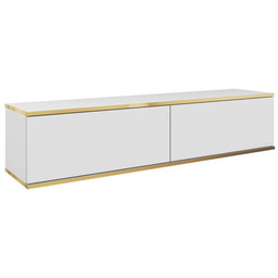 Szafka RTV ORO RTV135 Biała Gładki front SZYBKA