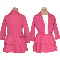 110-116 Komplet dziewczęcy wizytowy żakiet marynarka spódnico spodenki