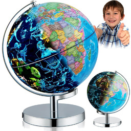 Globus Geograficzny 25CM Led Obrotowa Lampka Nocna Nauka