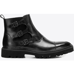 Męskie trzewiki ze skóry naturalnej na podeszwie track