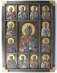 Jezus Dwunastu Apostołów Ikona Obraz Płaskorzeźba