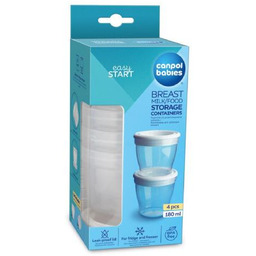 CANPOL BABIES Pojemniki do przechowywania pokarmu 180ml 4szt.12/204