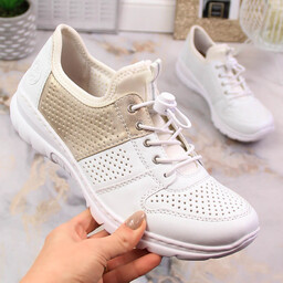 Komfortowe półbuty damskie sportowe białe Rieker L3254-80