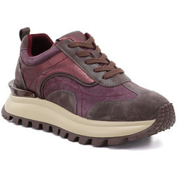 Skórzane półbuty sneakersy na platformie burgundowe Artiker 59C0009