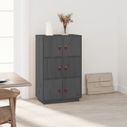 vidaXL Szafka, szara, 67x40x108,5 cm, lite drewno sosnowe