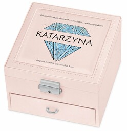 Szkatułka różowa na biżuterię z nadrukiem dla przyjaciółki