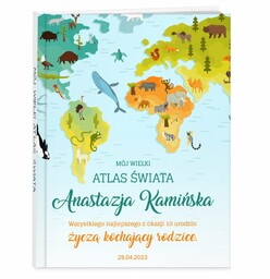 Atlas geograficzny z nadrukiem dla dziewczynki na urodziny