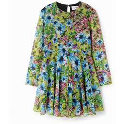 Sukienki z długim rękawem z tiulu z nadrukiem