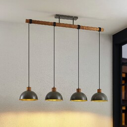 Lampa Wisząca Lindby, Durbis, ściemnialny, szary, kuchnia, drewno,