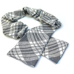 Wełniany szary szalik męski w kratę z domieszką