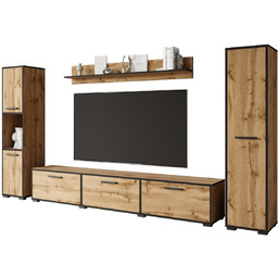 Komplet mebli do salonu Bogota XL: dąb wotan/czarny