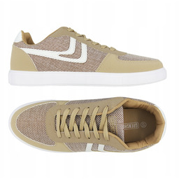- Buty sportowe typu trampki CASUAL, tkane beżowo-biały