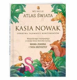 Atlas geograficzny z nadrukiem dla dziewczynki na Dzień