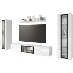 Meblościanka Caro w białym połysku - wisząca lub