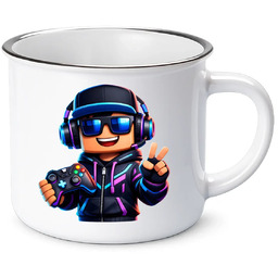 Gamer z padem - kubek emaliowany na prezent