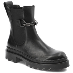 Nessi Czarne Botki Modne Skórzane Buty Damskie